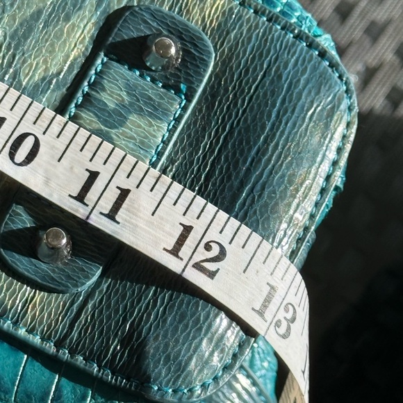 M.C. Turquoise Leather Crocodile Bag - Picture 4 of 9